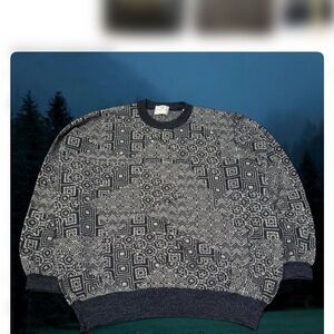 Pronto Uomo Black and Gray Crewneck Sweater